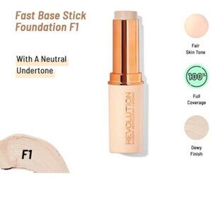 Revolution Makeup Fast Base Stick‎ Foundation F1 NWOB